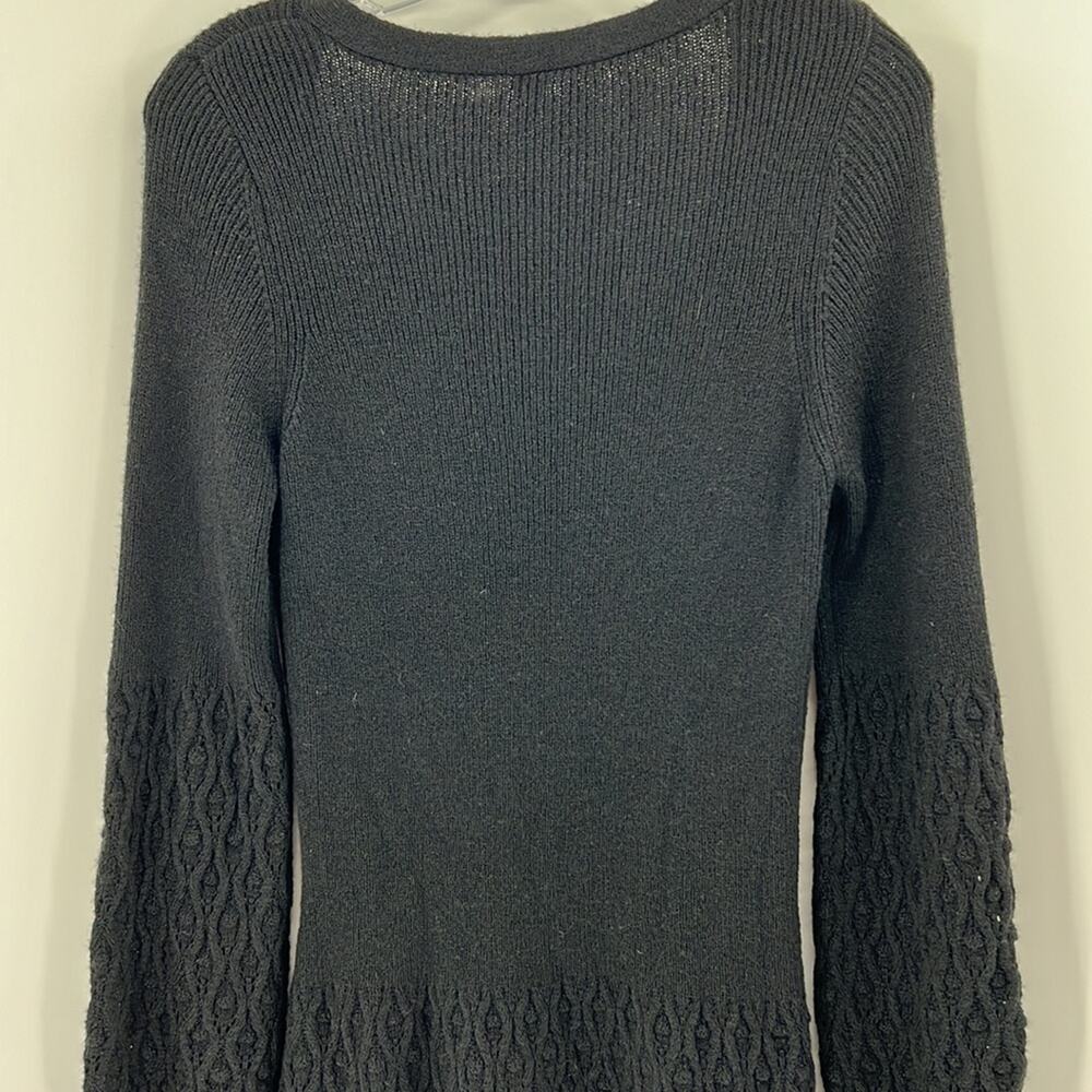Margaret O'Leary Wool Puff Sleeve Sweater Dress - Black - Large - Picture 8 of 9